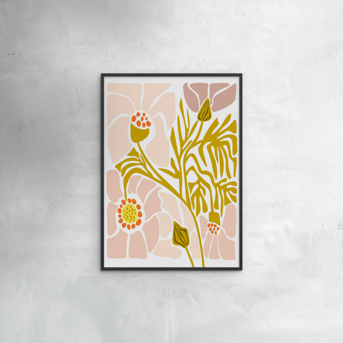 POSTER mit Rahmen Affordable Art Prints x Annick - Soft Pink Flower - Pink/Schwarz, Holz/Papier (70/100cm) - Poster&Frame
