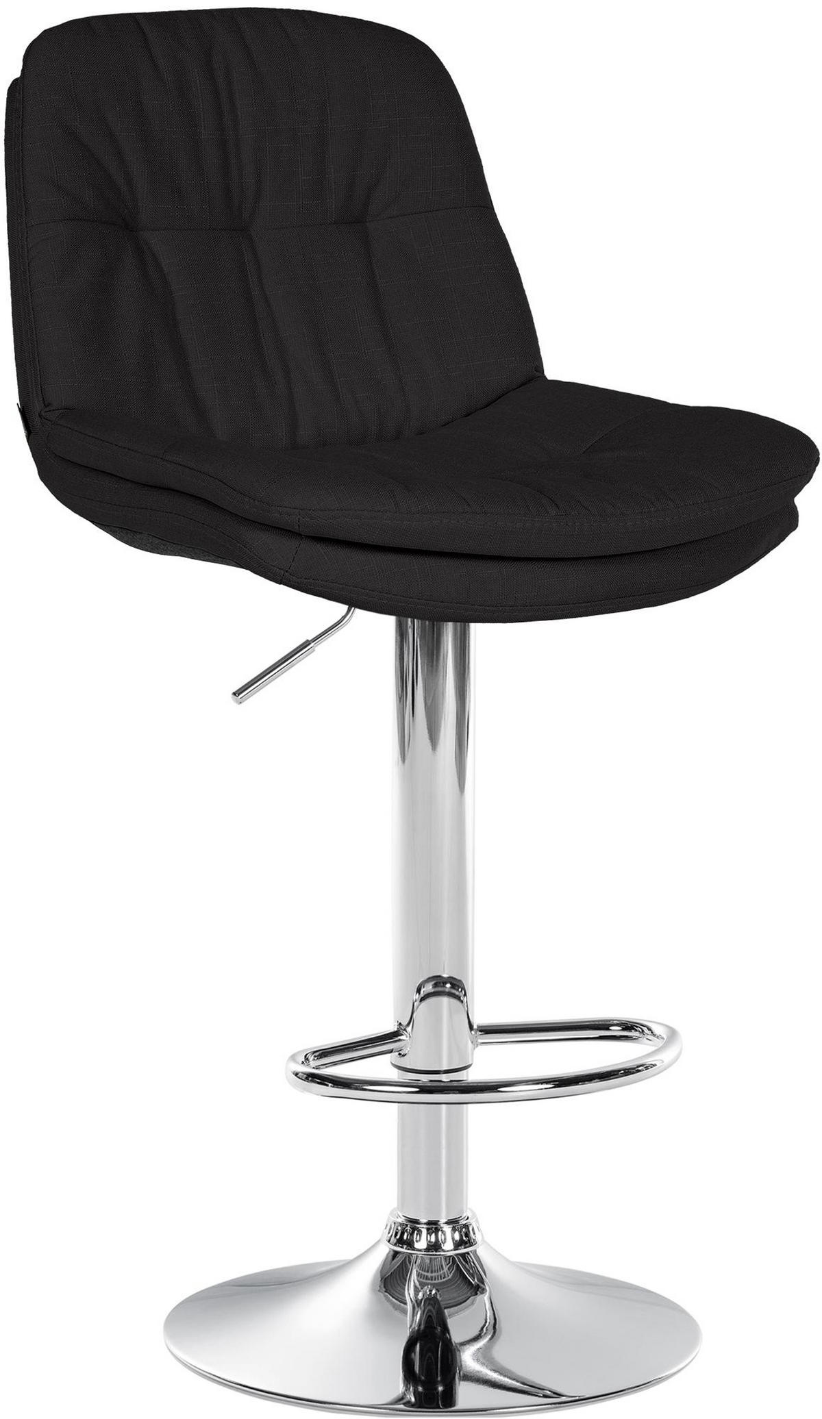 BARHOCKER Laura Stoff chrom schwarz - Chromfarben/Schwarz, Textil/Metall (46/113/54cm) - TPFLiving