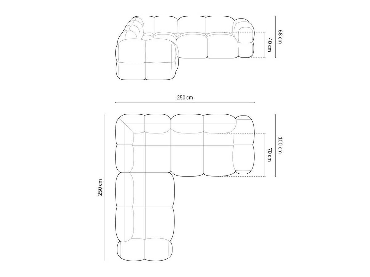 WENDBARES-ECKSOFA Loretto aus strukturiertem Stoff pastellblau 4 Sitzplätze - Pastellblau, Textil (250/250cm) - Cosmopolitan Design