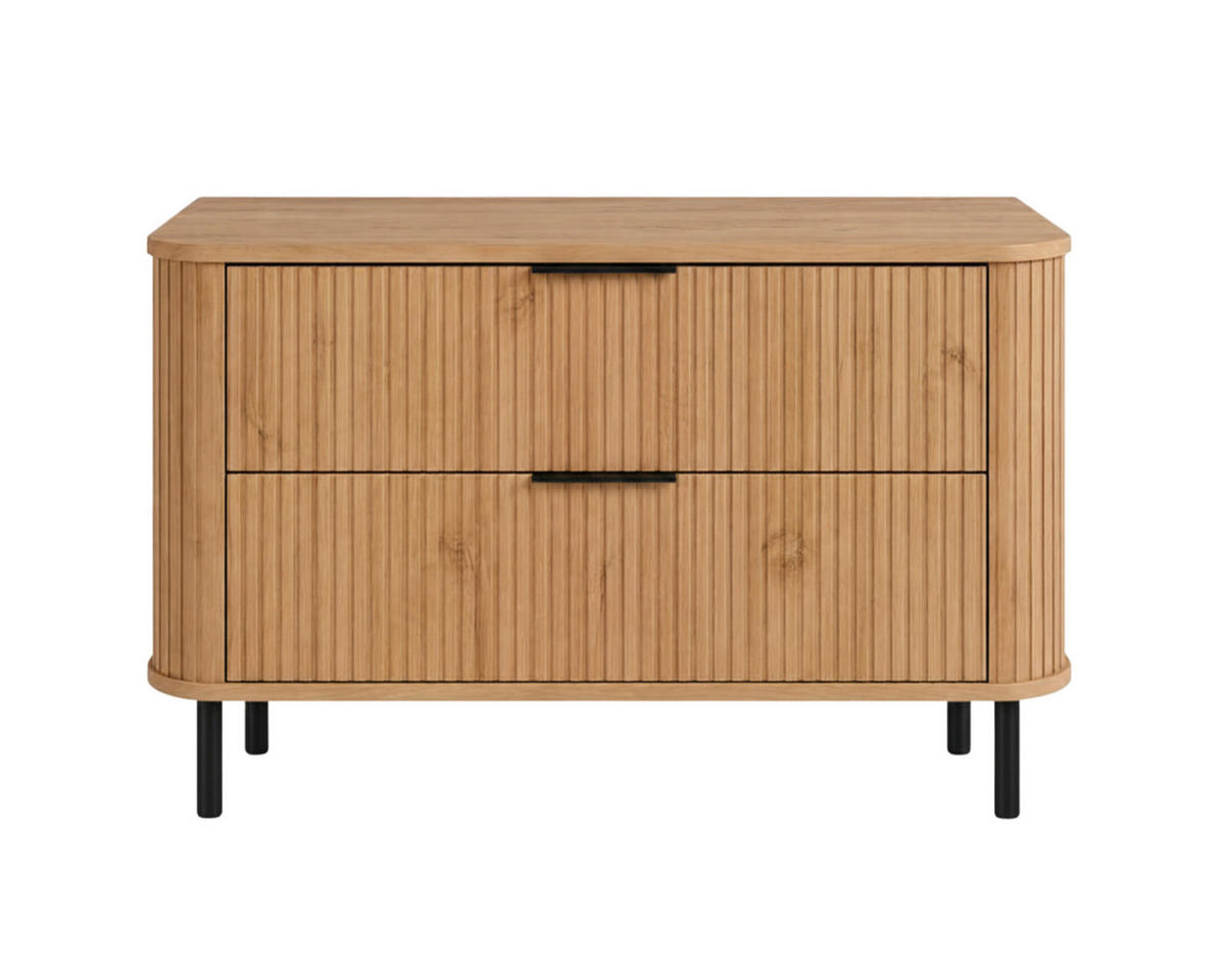 BADEZIMMERSCHRANK : Farbe Eiche Craft, Griff schwarz, Füße schwarz, 100 x 41,5 x 66,7 cm - Eichefarben/Schwarz, Holzwerkstoff (100/66.7/41.5cm) - 3XE LIVING