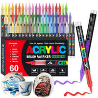ACRYLSTIFTE 60 Farben Set mit flexibler Pinselspitze - Multicolor, Kunststoff (3.9/26/15cm)