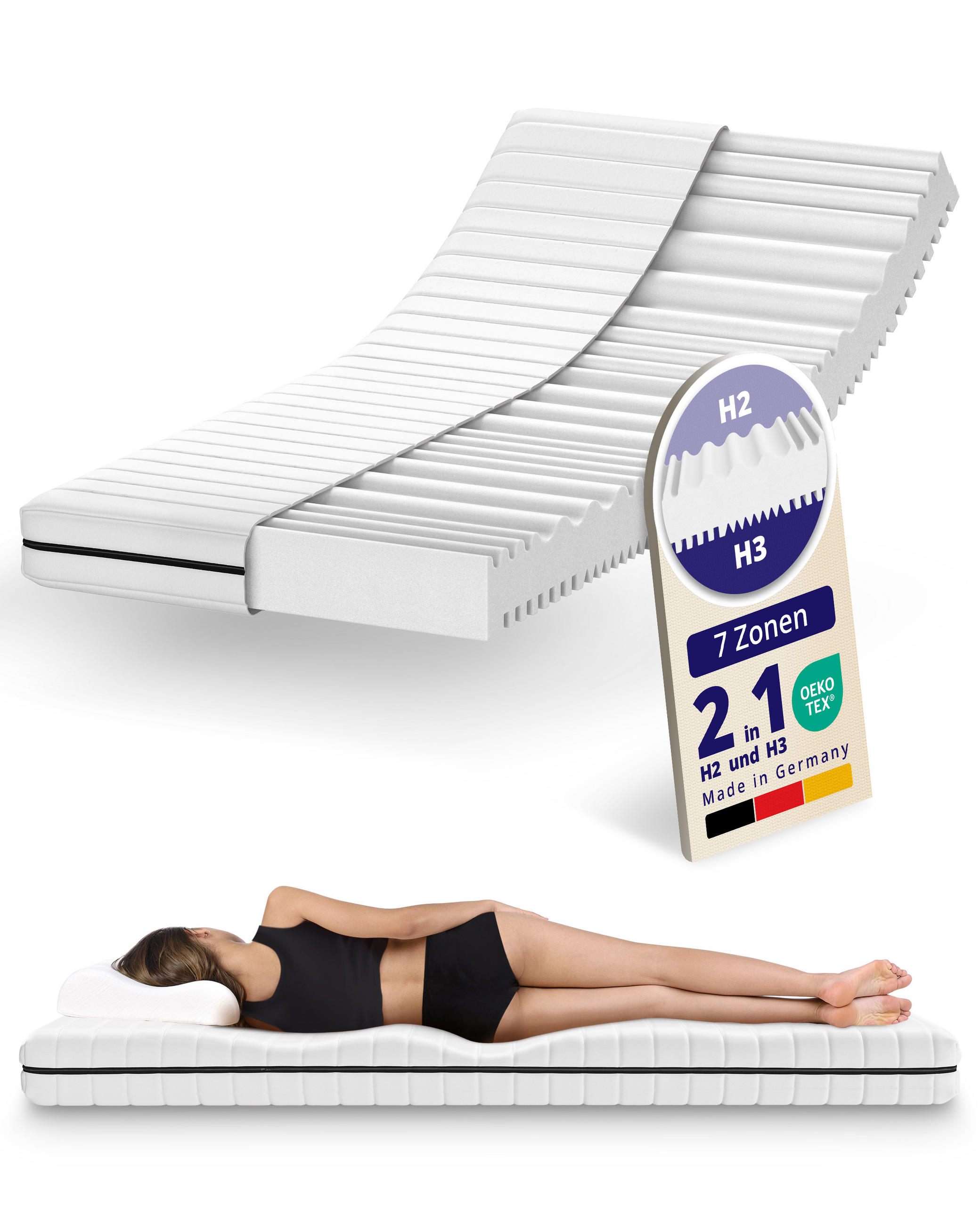 MATRATZE mit 7 Zonen und Kaltschaumkern 90x200 13cm - Weiß, Textil (90/200cm) - Mister Sandman