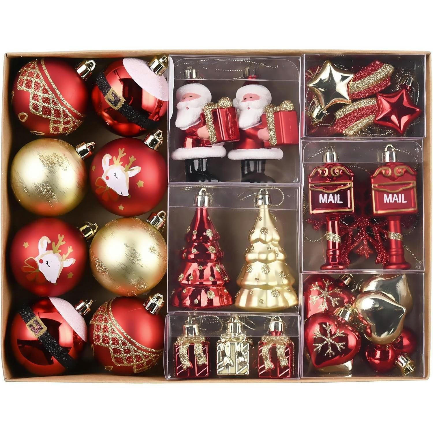 WEIHNACHTSKUGELN 40-teiliges Set Rot Gold - Multicolor, Kunststoff (8/8/8cm)