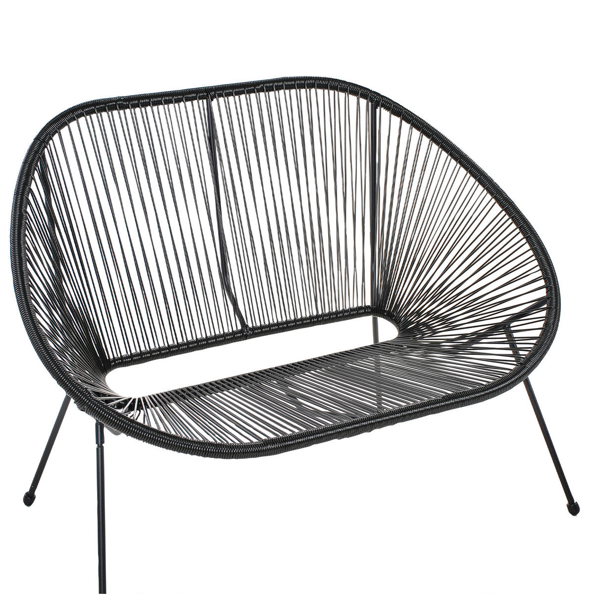 VRTNA KLUPA ratan crni 114 cm Acapulco - crna, plastika (113/88/78cm) - Beliani