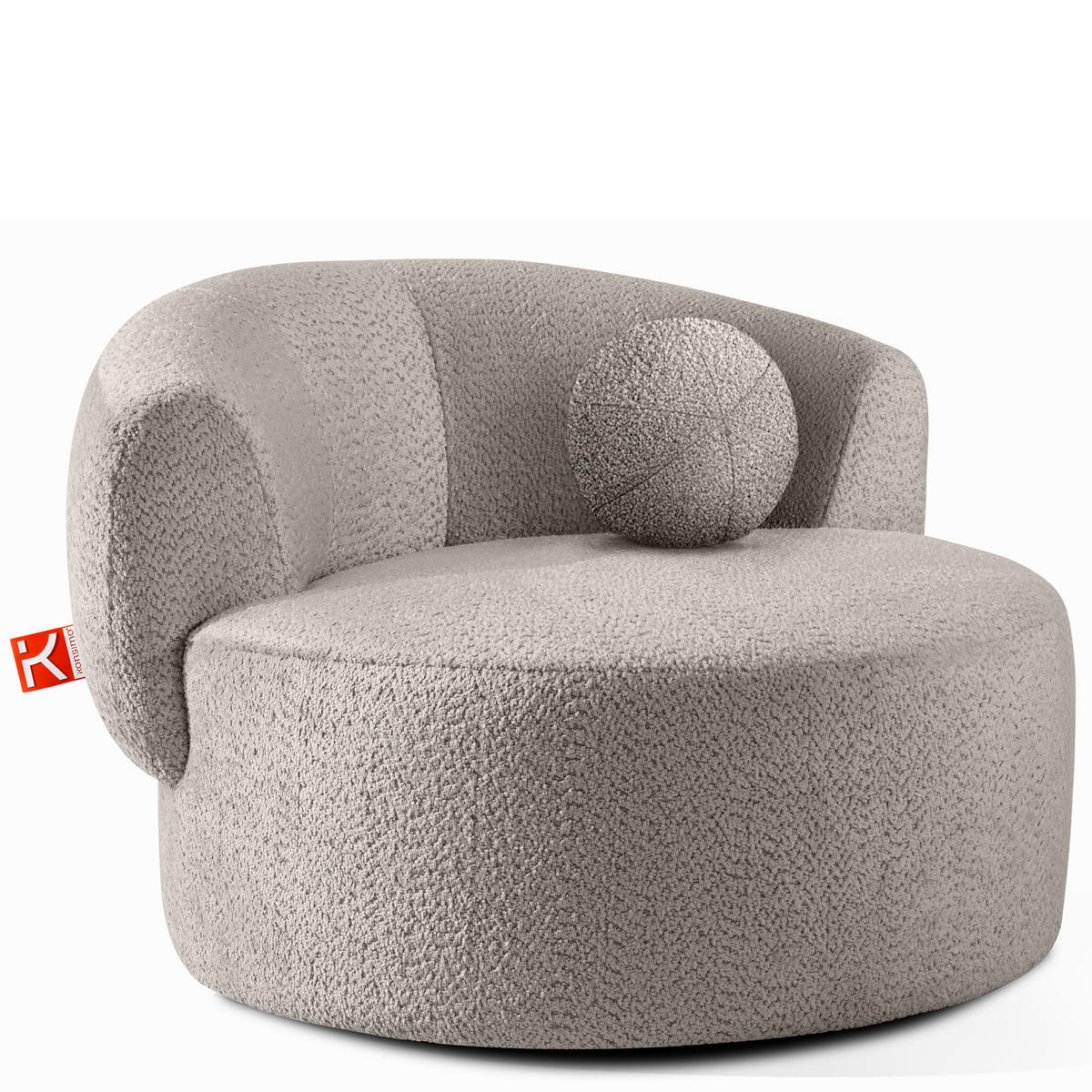 DREHSESSEL VIRA, Kühles Braun, Chenille - Graubraun/Schwarz, Holz/Holzwerkstoff (105/76/100cm) - KONSIMO®