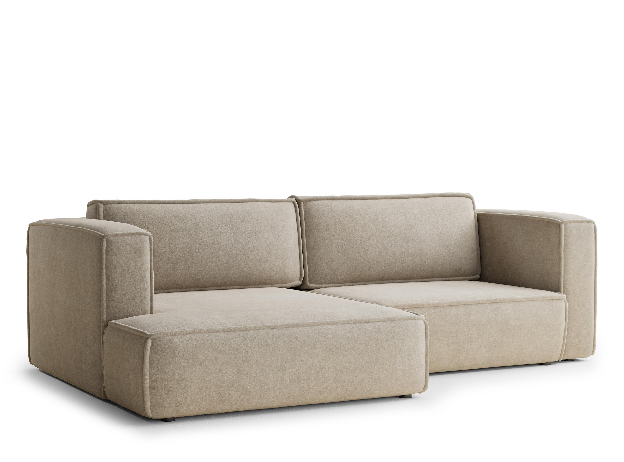 ECKSOFA MIT SCHLAFFUNKTION Velto Beige Webstoff - Beige/Schwarz, Holz/Holzwerkstoff (152/250cm) - Maison de Reve