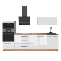 KÜCHENZEILE Fame-Line, Weiß Hochglanz/Goldkraft Eiche, 280 cm ohne Arbeitsplatte - Honigeiche/Weiß Hochglanz, Holzwerkstoff (280/153.6/51.6cm) - Vicco