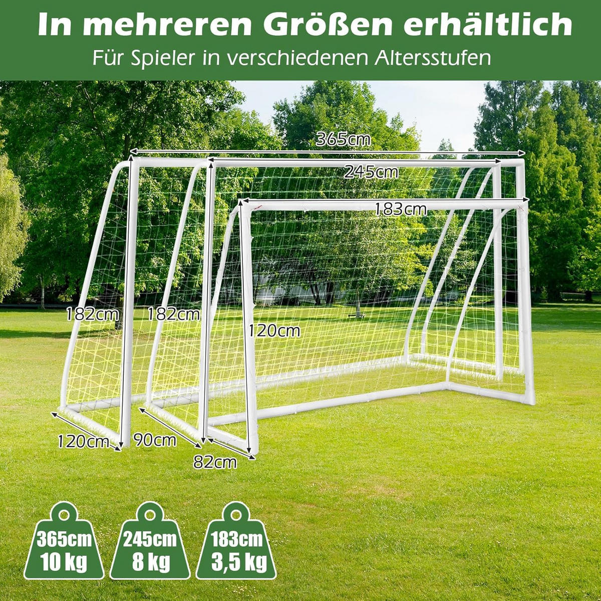 FUBBALLTOR Weiß - Weiß, Kunststoff (90/182/245cm) - COSTWAY