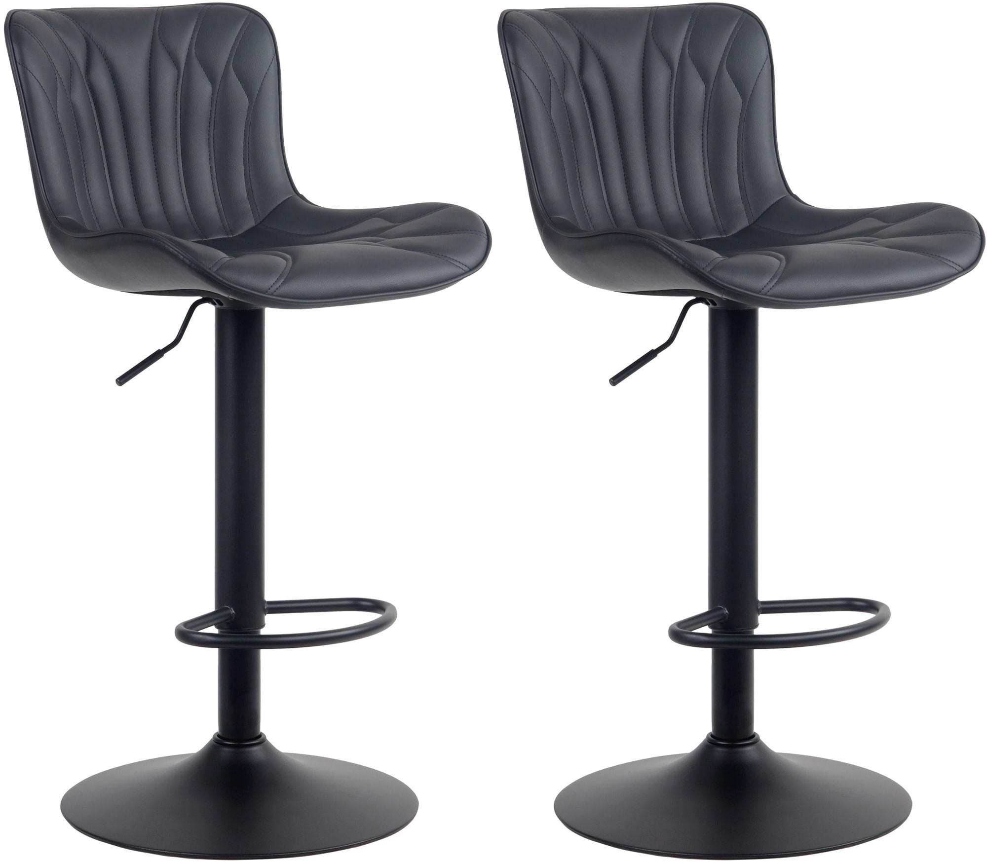 BARHOCKER 2er Set Lederlook schwarz - Schwarz, Textil/Metall (48/83/54cm) - CLP