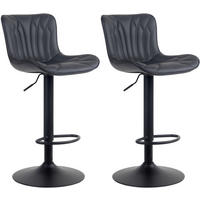 BARHOCKER 2er Set Lederlook schwarz - Schwarz, Textil/Metall (48/83/54cm) - CLP