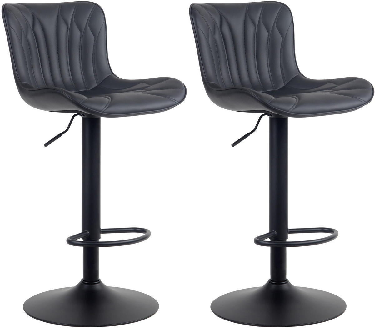 BARHOCKER 2er Set Lederlook schwarz - Schwarz, Textil/Metall (48/83/54cm) - CLP