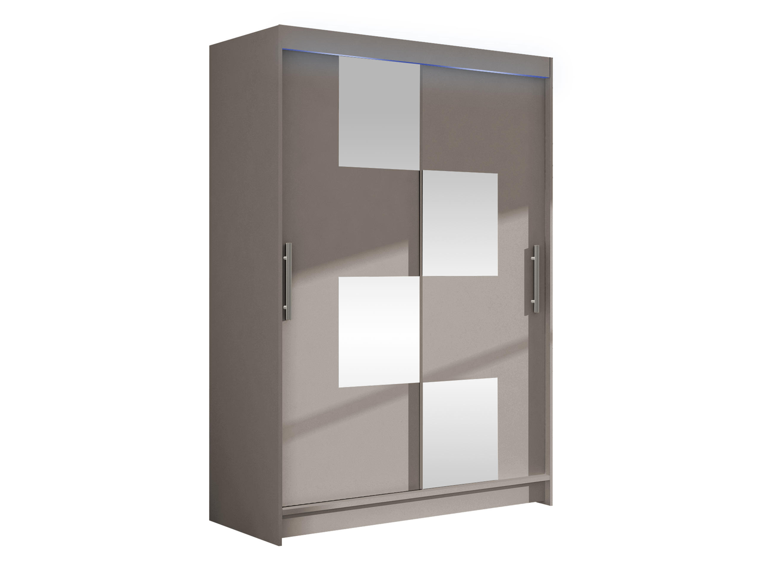 KLEIDERSCHRANK Miami III, mit RGB LED Beleuchtung - Kaschmir/Silberfarben, Holzwerkstoff/Kunststoff (120/200/58cm) - MIRJAN24