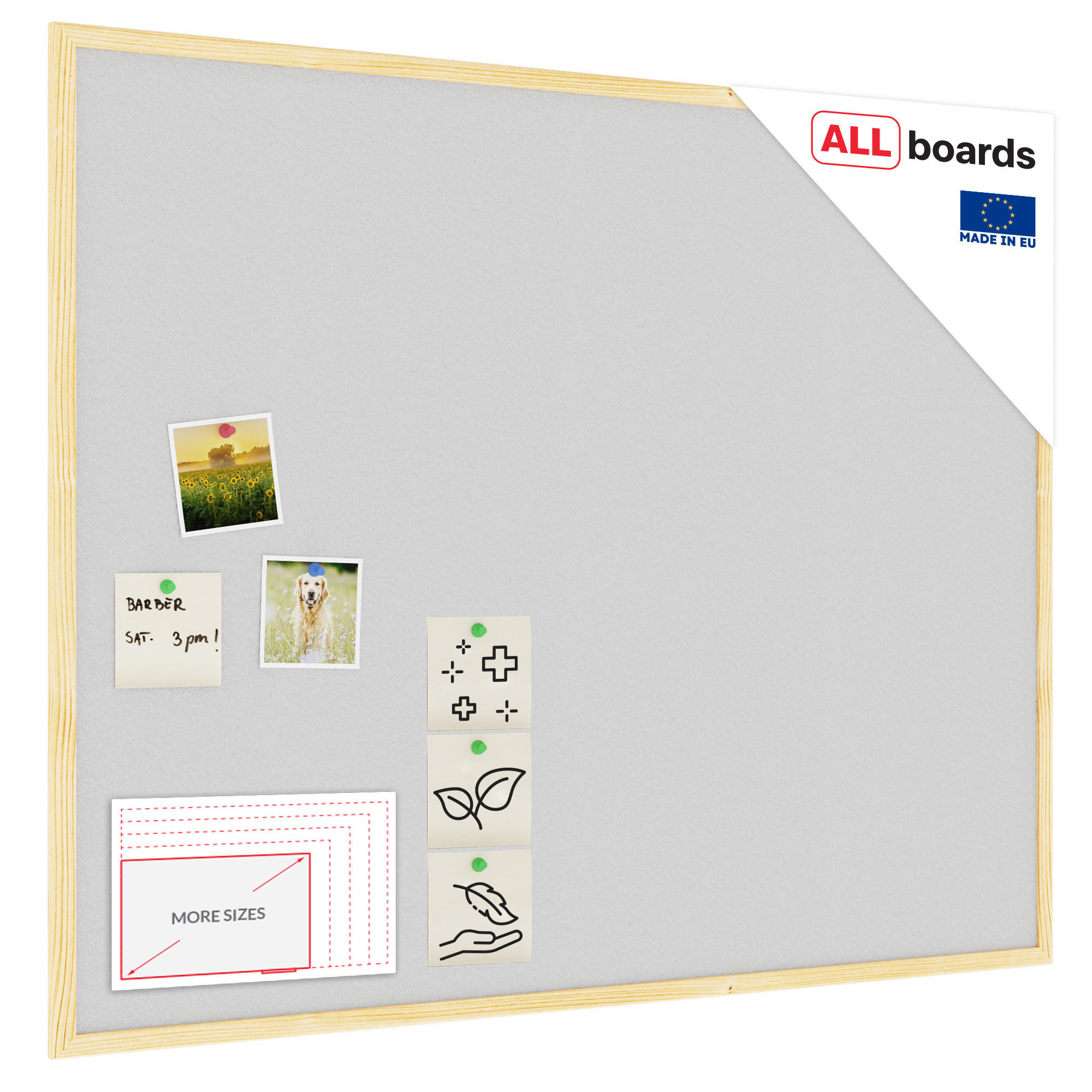 PINNWAND mit Holz Rahmen 100x80cm Hellgrau - Grau, Holz (100/80/1.6cm) - ALLboards