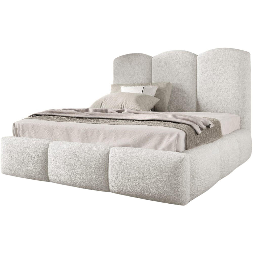POLSTERBETT Bero, 120x200, Bouclé-Stoff, Weiß - Weiß, Textil (120/200cm) - Beautysofa