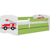 KINDERBETT Emily mit Schublade und Matratze, Grün 70x140 cm - Rot/Grün, Holzwerkstoff (140/70cm) - WFL GROUP