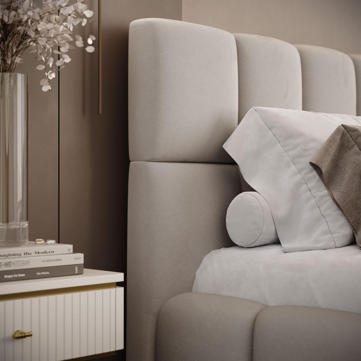 POLSTERBETT VENEZIA mit Bettkasten 160x200, Castel 04 - Ecru, Textil (160/200cm) - Lookway