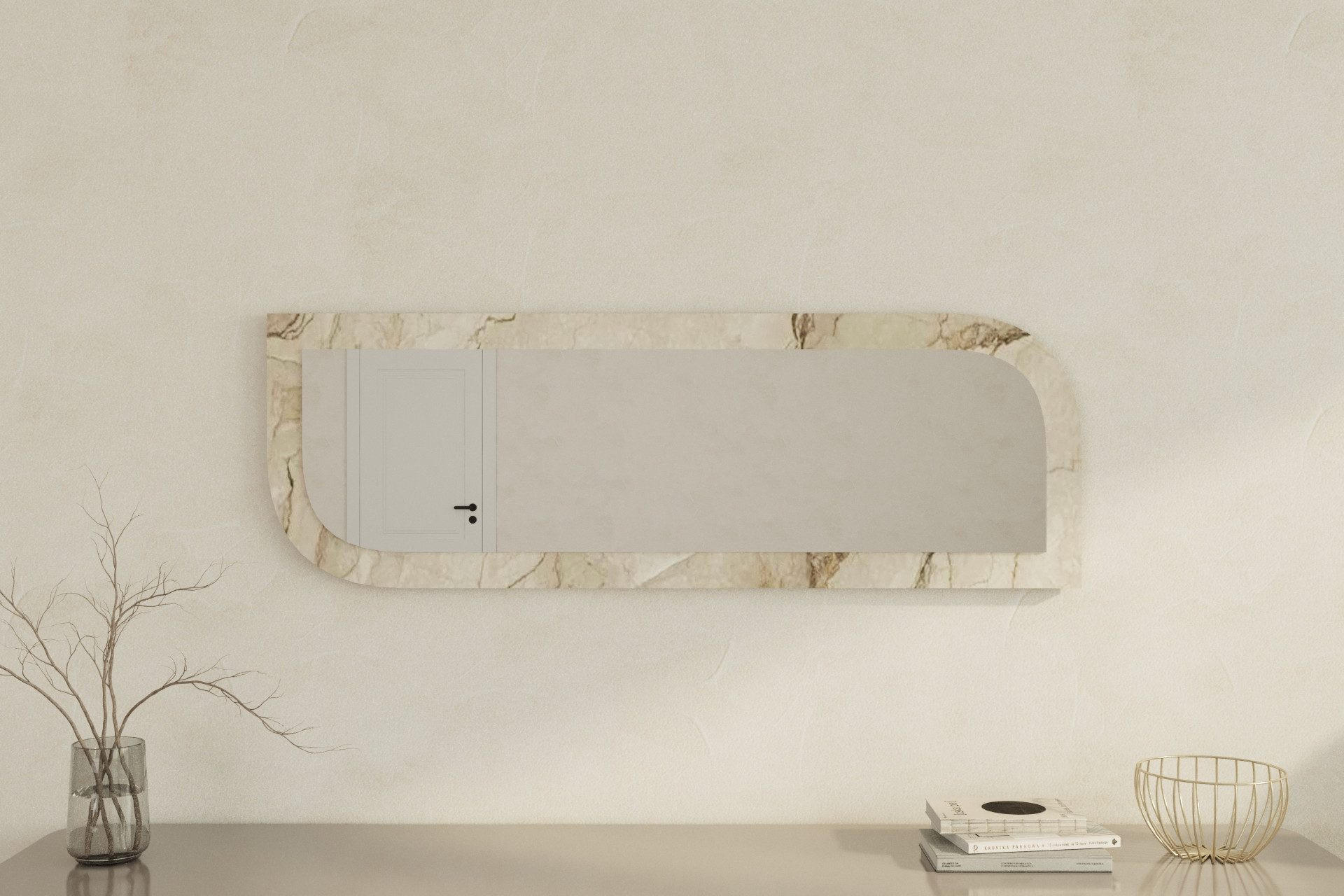 WANDSPIEGEL 120x40cm Granit Optik Designspiegel - Grau, Glas (120/40/2cm) - Ibonto