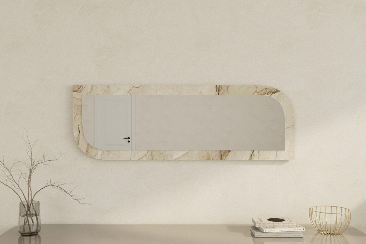 WANDSPIEGEL 120x40cm Granit Optik Designspiegel - Grau, Glas (120/40/2cm) - Ibonto