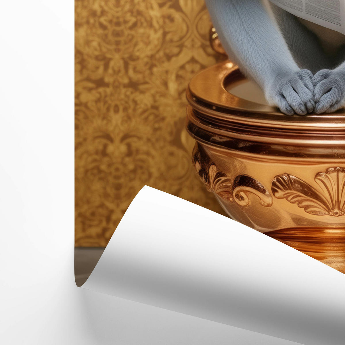 POSTER für WC Badezimmer NASENAFFE mit Zeitung Goldene Toilette Abstraktion 20x30cm - Beige/Orange, Papier (20/30/30cm) - Muralo