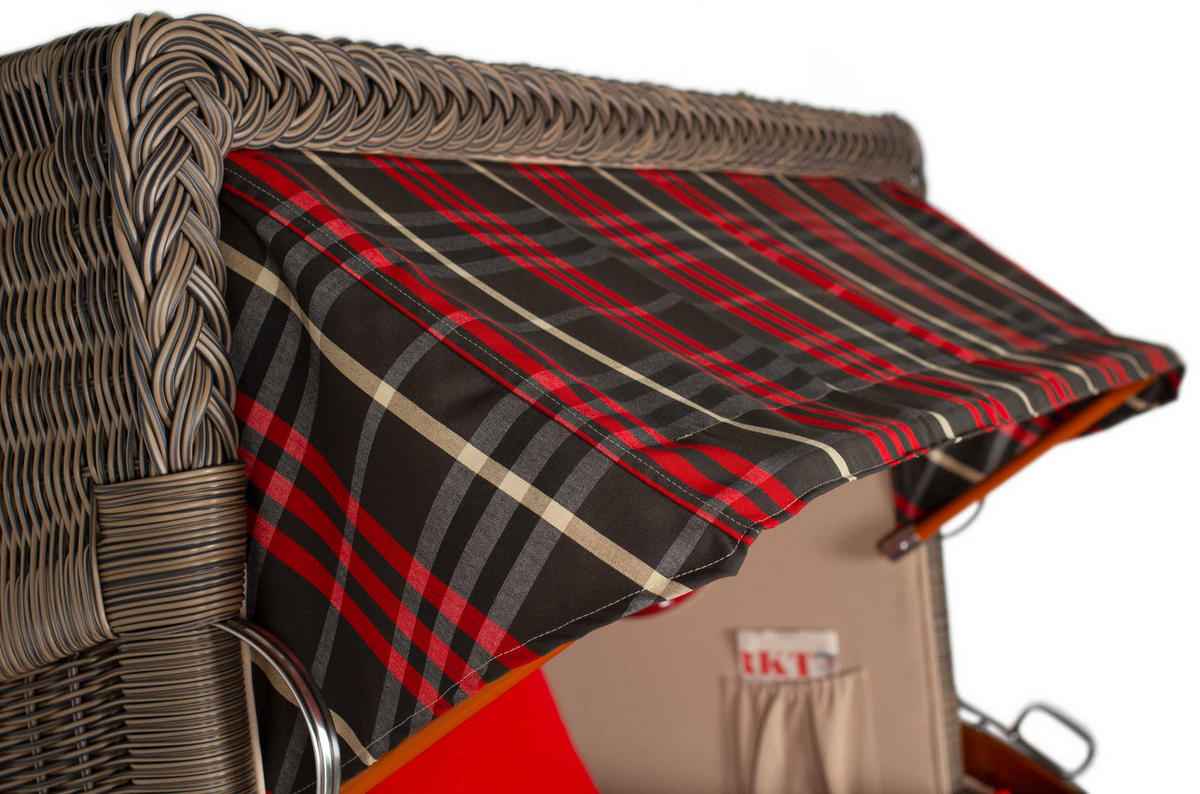 STRANDKORB XXL Düne Grande 2,5 Sitzer - Rot/Braun, Metall (142/170/95cm) - Mr. Deko