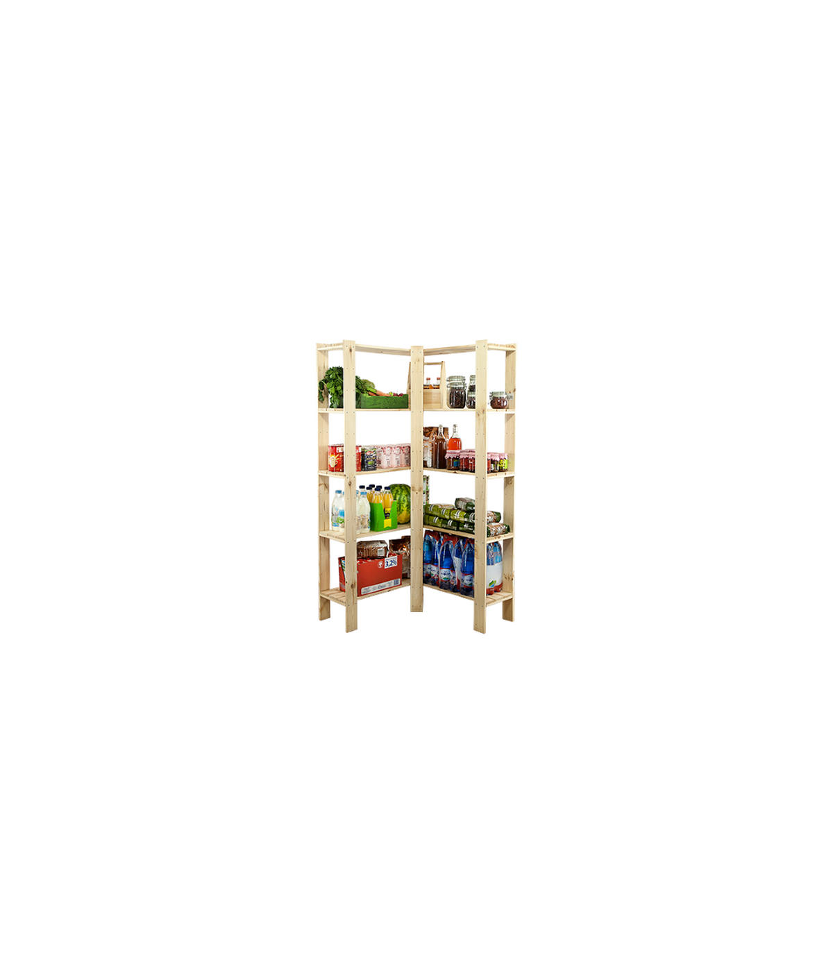 ECKREGAL WOODLAND 166,4x85x30cm Fachlast 120kg 5 Fachboden Kiefernholz Natur - Naturfarben, Holz (85/166.4/30cm) - PROREGAL