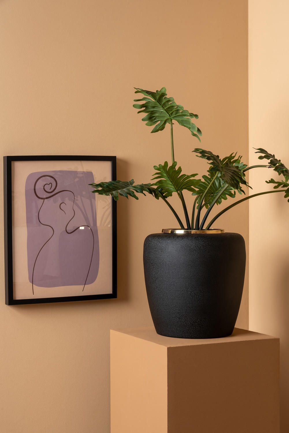 VASE Dex 33/33/35 cm - Schwarz, Metall (35cm) - Present Time