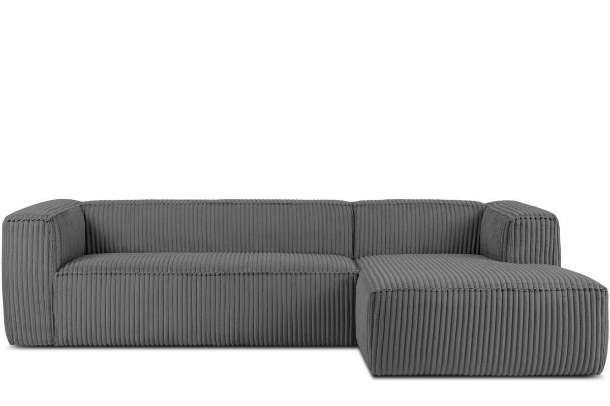 ECKSOFA-RECHTS FEROX Modern, Cord-Stoff, dunkelgrau - Dunkelgrau, Textil (305/175cm) - KONSIMO®