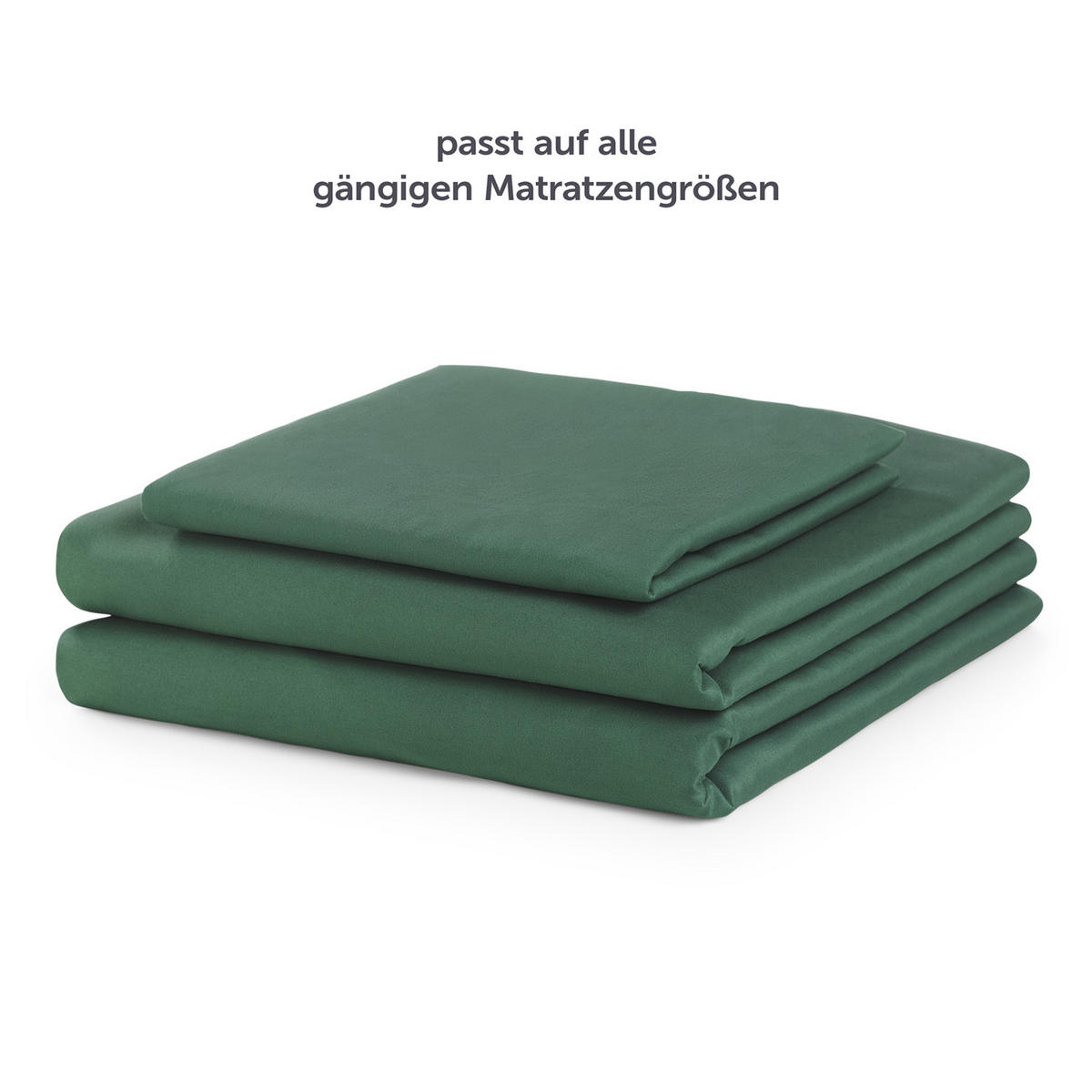 BETTLAKEN 3er Set - Spannbettlaken 90x190x30cm 1X Kissenbezug 50x80cm - Dunkelgrün - Dunkelgrün, Textil (90/190cm)