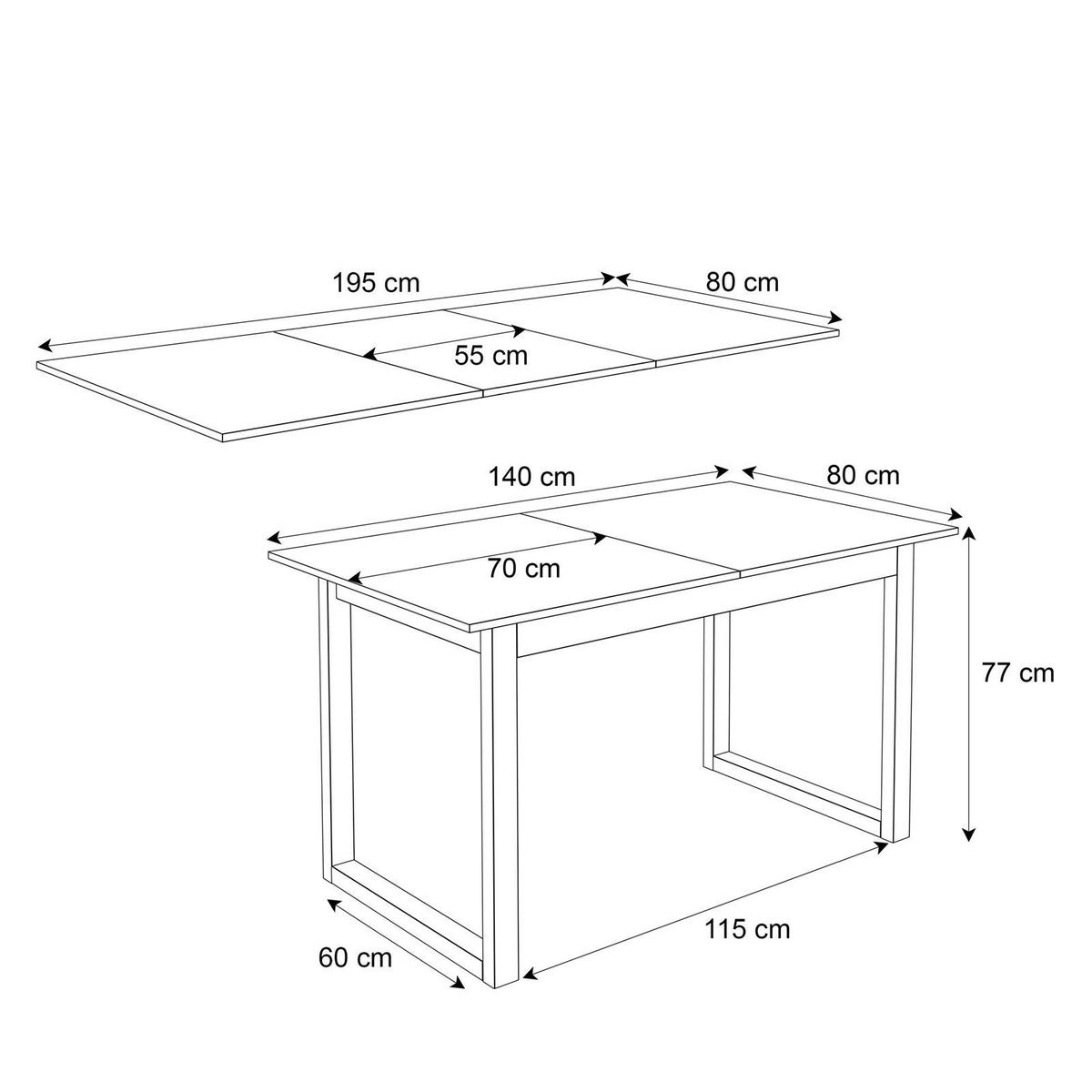 ESSTISCH ARTON GOLD II 140-195 cm für 6-8 Personen - Goldfarben/Schwarz, Holzwerkstoff/Metall (140/80/77cm) - Lookway