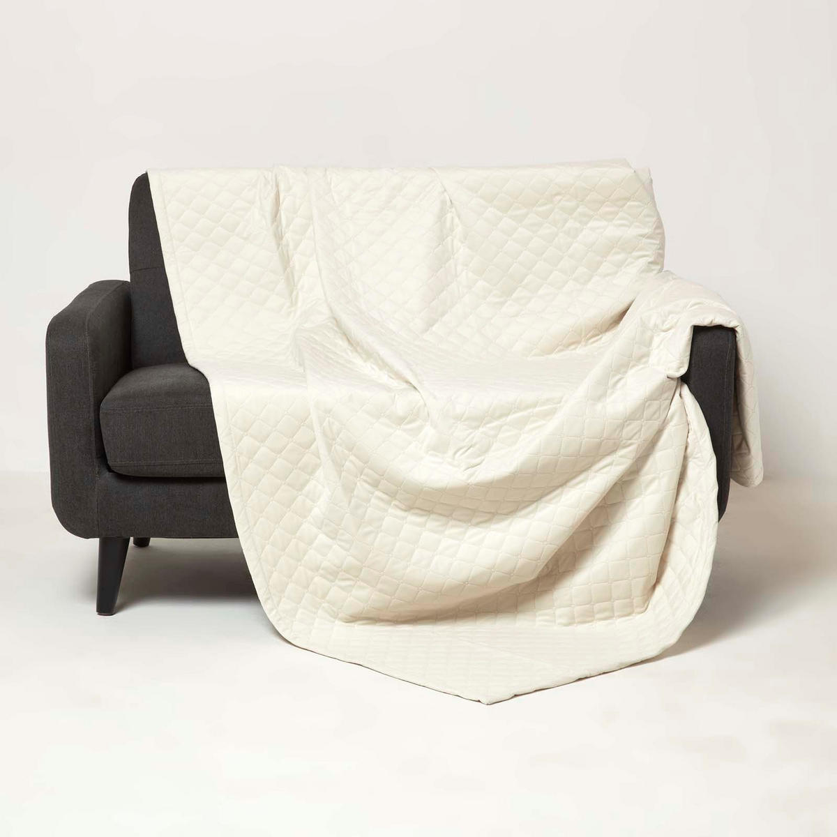 SAMT-WOHNDECKE 150/200 cm, gesteppt - Creme, Textil (150/200cm) - Homescapes