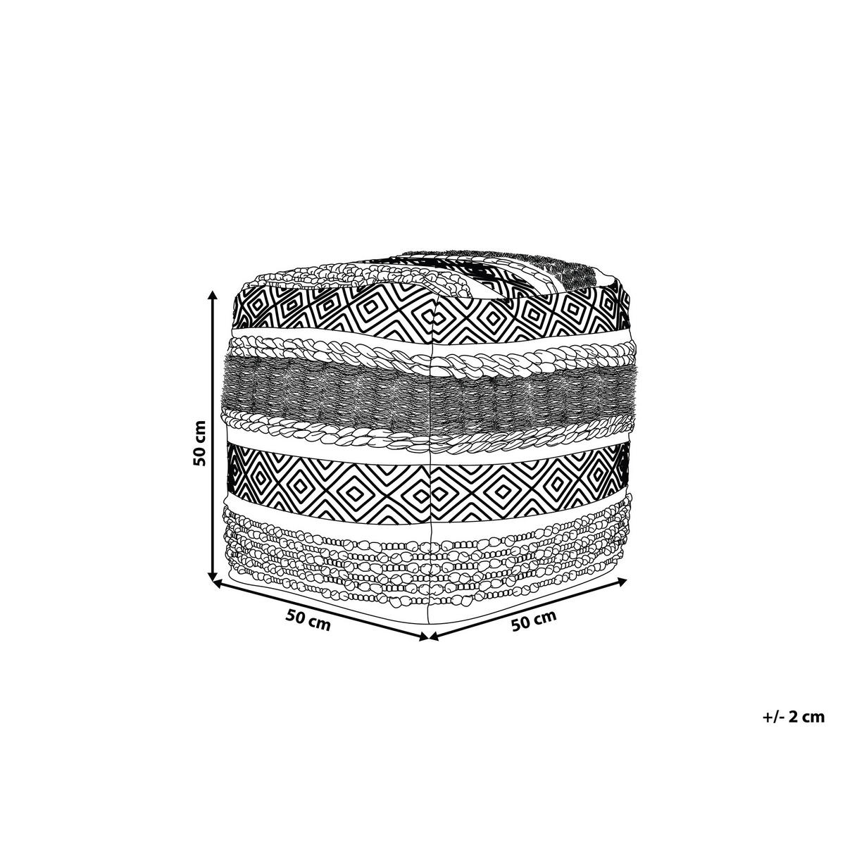 POUF Kanam 50/50/50 cm - Weiß, Naturmaterialen/Textil (50/50/50cm) - Beliani