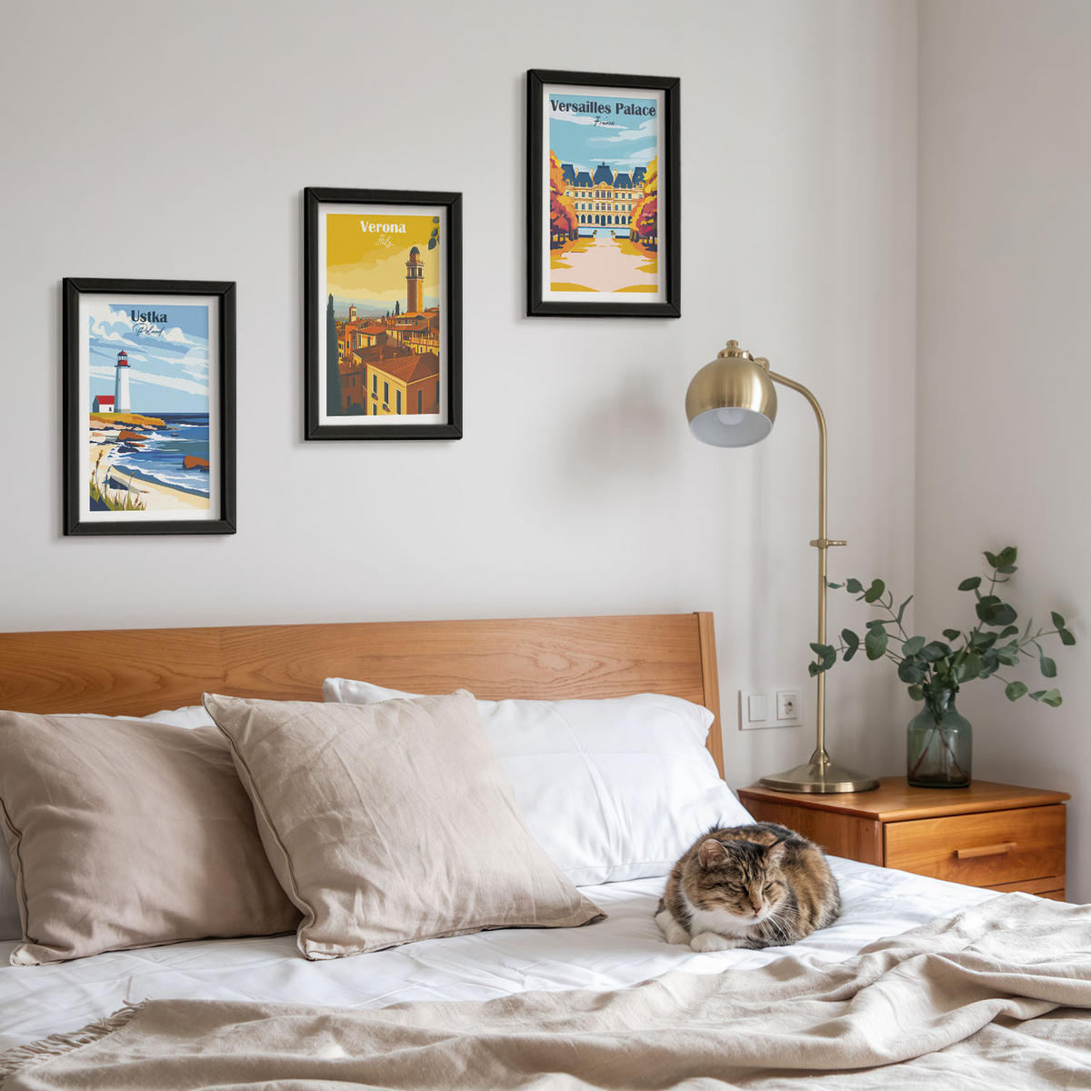 WANDBILDER 3er-Set - 20x30 cm Schwarzer Rahmen - Ansichten von Orten am Meer und von Städten - Schwarz, Kunststoff (20/30cm) - ArtPrintCave