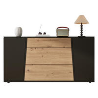 KÜCHENSCHRANK 140x35x70cm Schwarz Holzton mit 3 Schubladen - Schwarz/Naturfarben, Holzwerkstoff (140/70/35cm) - FLIEKS