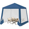 PAVILLON 3x3 m, Gartenpavillon mit Seitenwänden Moskitonetz - Blau, Metall (300/250/300cm) - Woltu