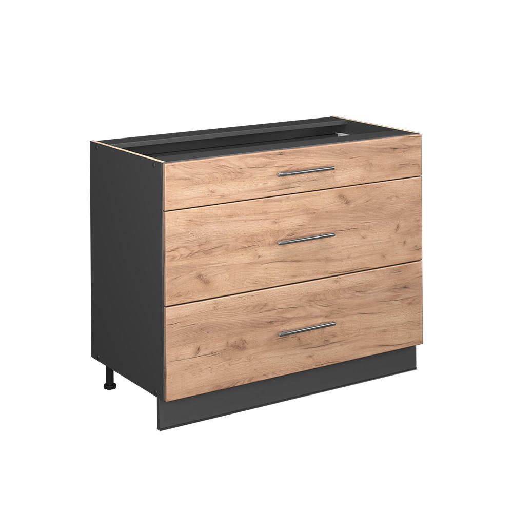 K&Ouml;KSUNDERSK&Aring;P Fame-Line, Goldkraft ek/antracit, 100 cm, AP Oak Ekf&auml;rgad, Antracit 82/100/51.6 cm