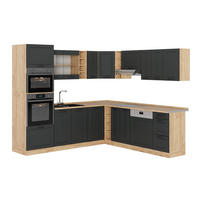 ECKKÜCHE R-Line, Anthrazit Landhaus/Goldkraft Eiche, 247 x 237 cm, AP Eiche - Honigeiche/Anthrazit, Holzwerkstoff (247/206.8/60cm) - Vicco