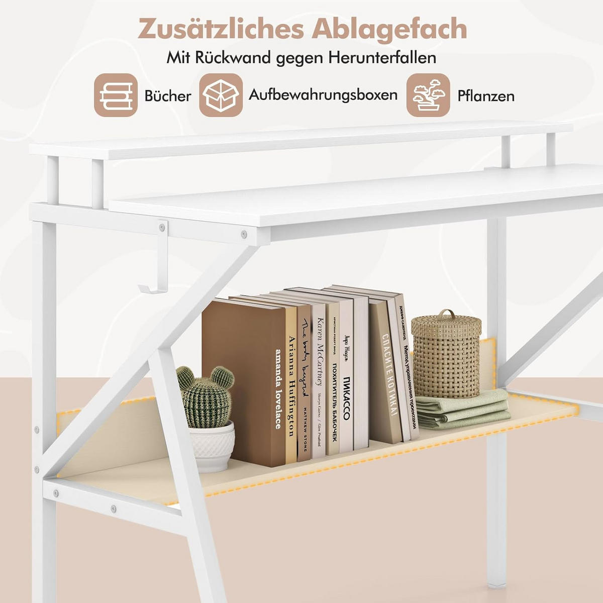 DATORBORD vitt - Vit, Träbaserade material (48/100/81.5cm) - COSTWAY