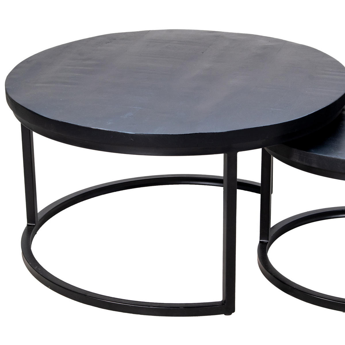 COUCHTISCH 2er-Set aus Mangoholz, schwarz - Schwarz, Metall (70/70/38cm) - Giga Meubel