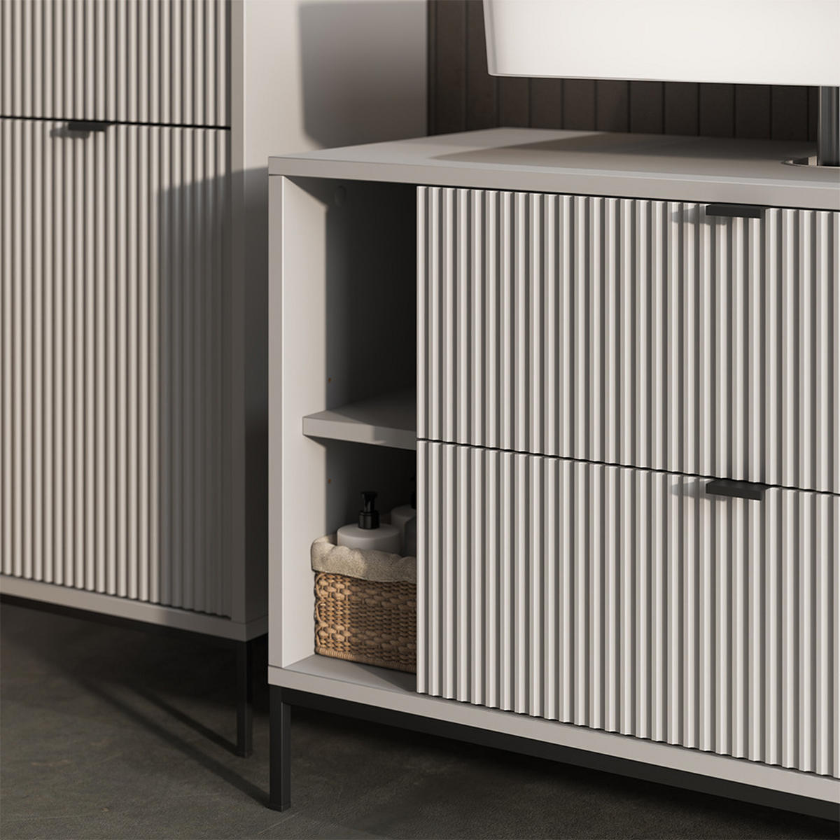 BADMÖBEL-SET Eliza Grau 2 Teile - Grau, Holzwerkstoff (100/63/45.1cm) - Vicco