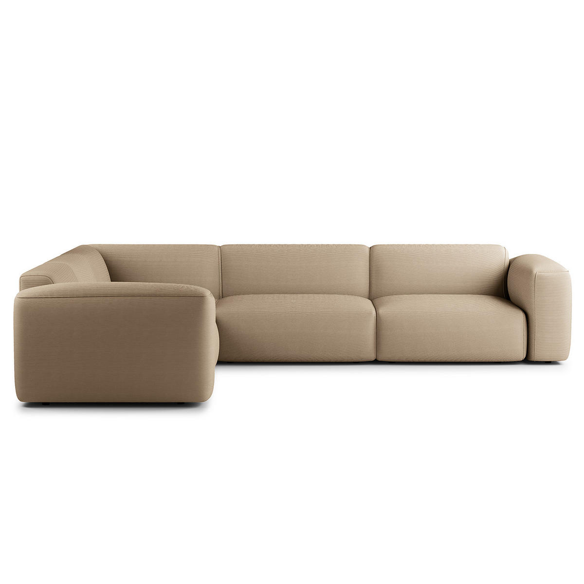 ECKSOFA mit Rundecke - Taupe/Schwarz, Kunststoff/Textil (325/260cm) - home24