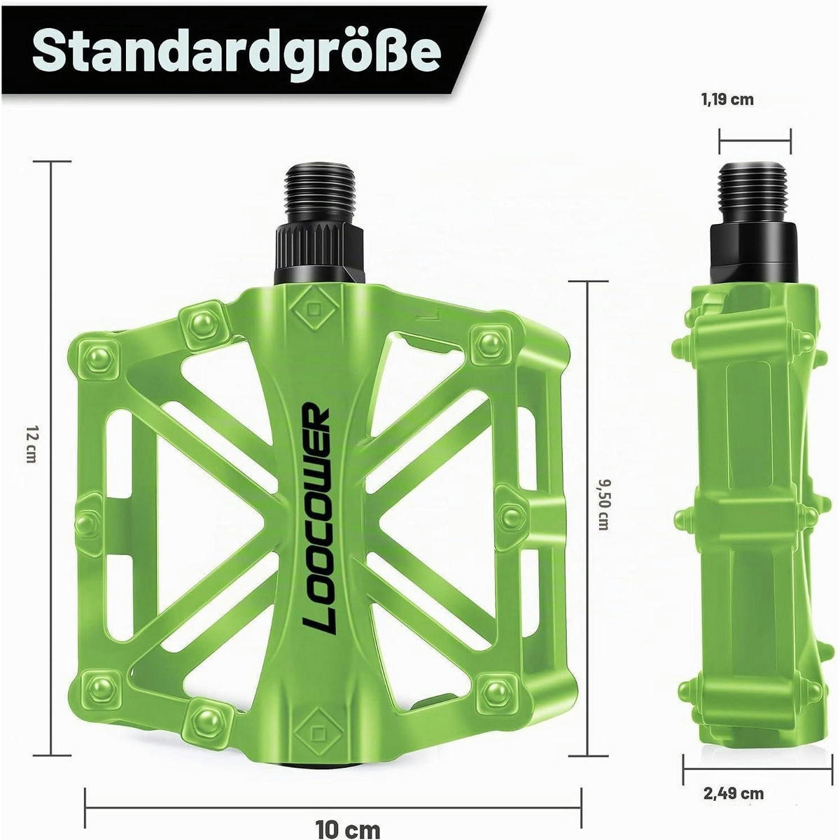 FAHRRADPEDALE Aluminiumlegierung Grün 9/16 Zoll Set - Grün, Metall (10/2.5/12cm)