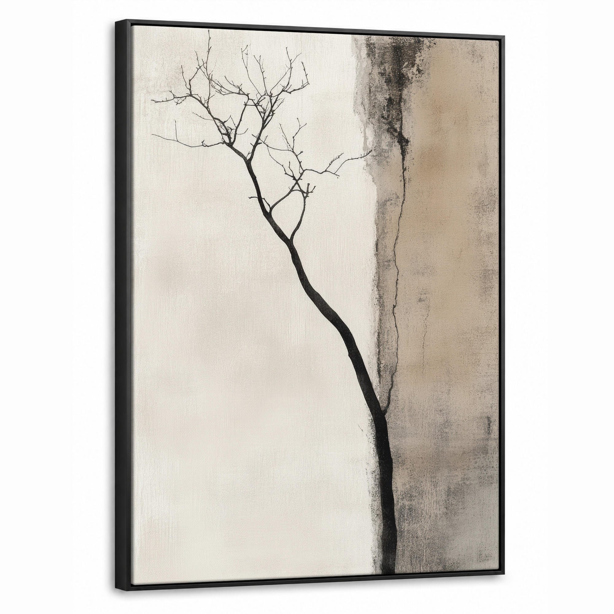 LEINWAND Bilder mit Rahmen - Wabi sabi - Pflanze - Beige - 60x80 - Taupe, Textil (60/80cm) - MuchoWow