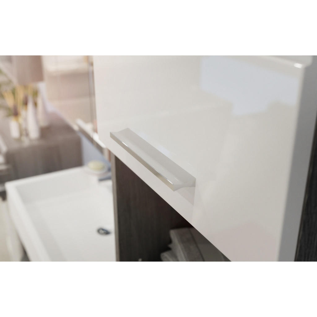 Thumbnail - Inn.Furn Waschmaschinenschrank, Weiß Hochglanz, Grau, Holzwerkstoff, Nachbildung, Uni, 2 Fächer, Rechteckig, 63x191x24 c...