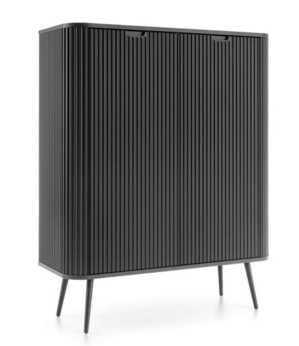 KOMMODE Schwarz K103 Hoch Gefräst - Schwarz, Holzwerkstoff (103/129/39cm) - Sepro Meble