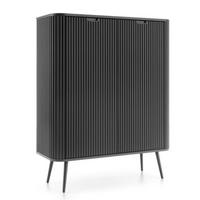 KOMMODE Schwarz K103 Hoch Gefräst - Schwarz, Holzwerkstoff (103/129/39cm) - Sepro Meble