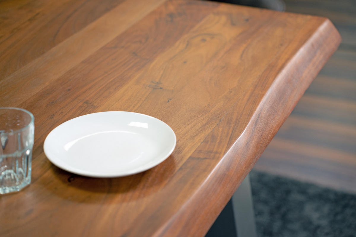 ESSTISCH CALI - Silberfarben/Braun, Holz/Metall (85/160/77cm) - SAM