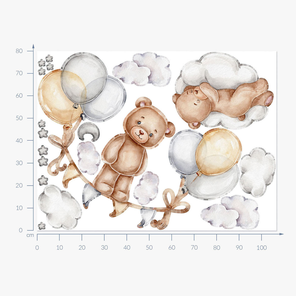 AUFKLEBER 80x106 cm Bären Ballon - Gelb, Kunststoff (80/106/0.1cm) - TULUP