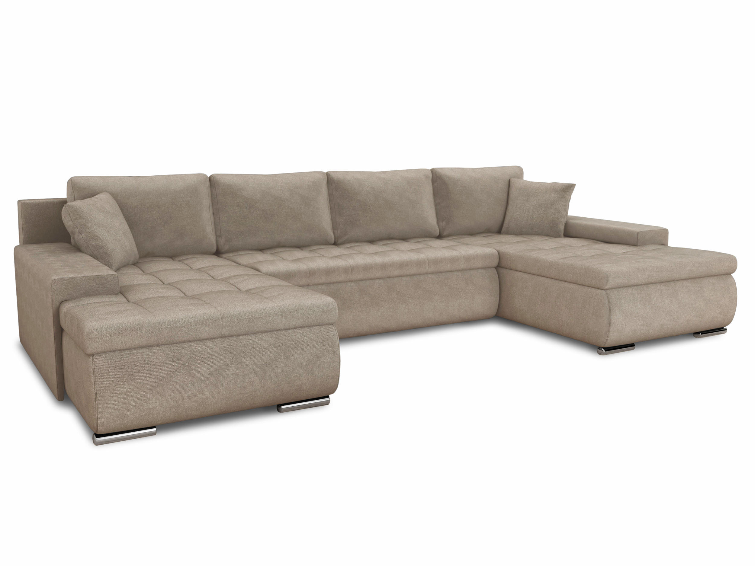 WOHNLANDSCHAFT Faris U - Beige, Holz/Textil (350/85/185cm) - Sofnet