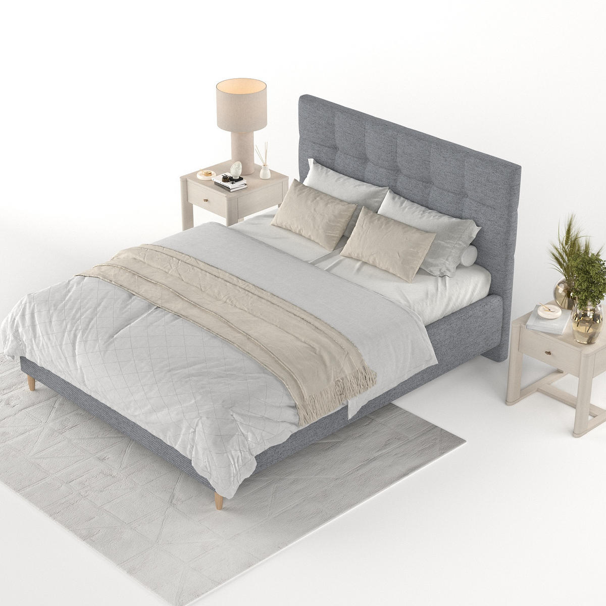 POLSTERBETT Cora 180/200 cm Grau im Neve Stoff - Naturfarben/Grau, Holz/Holzwerkstoff (180/200cm) - AltaBeds