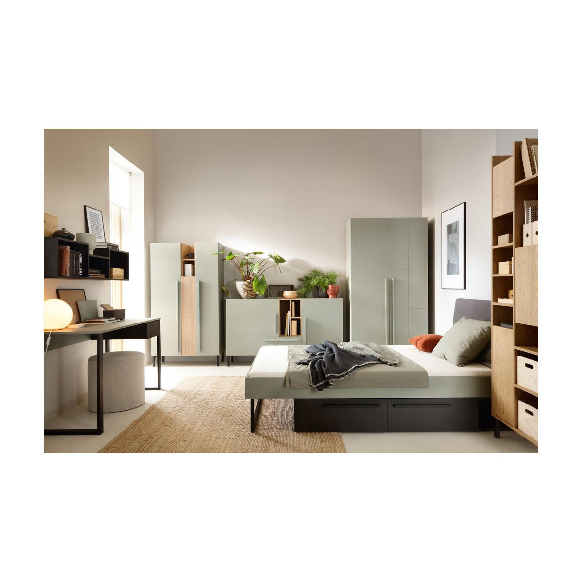 SCHLAFZIMMER Set 7-tlg. – SERGIO System – Grau - Grau, Holzwerkstoff (100/195/50cm) - hi-markt